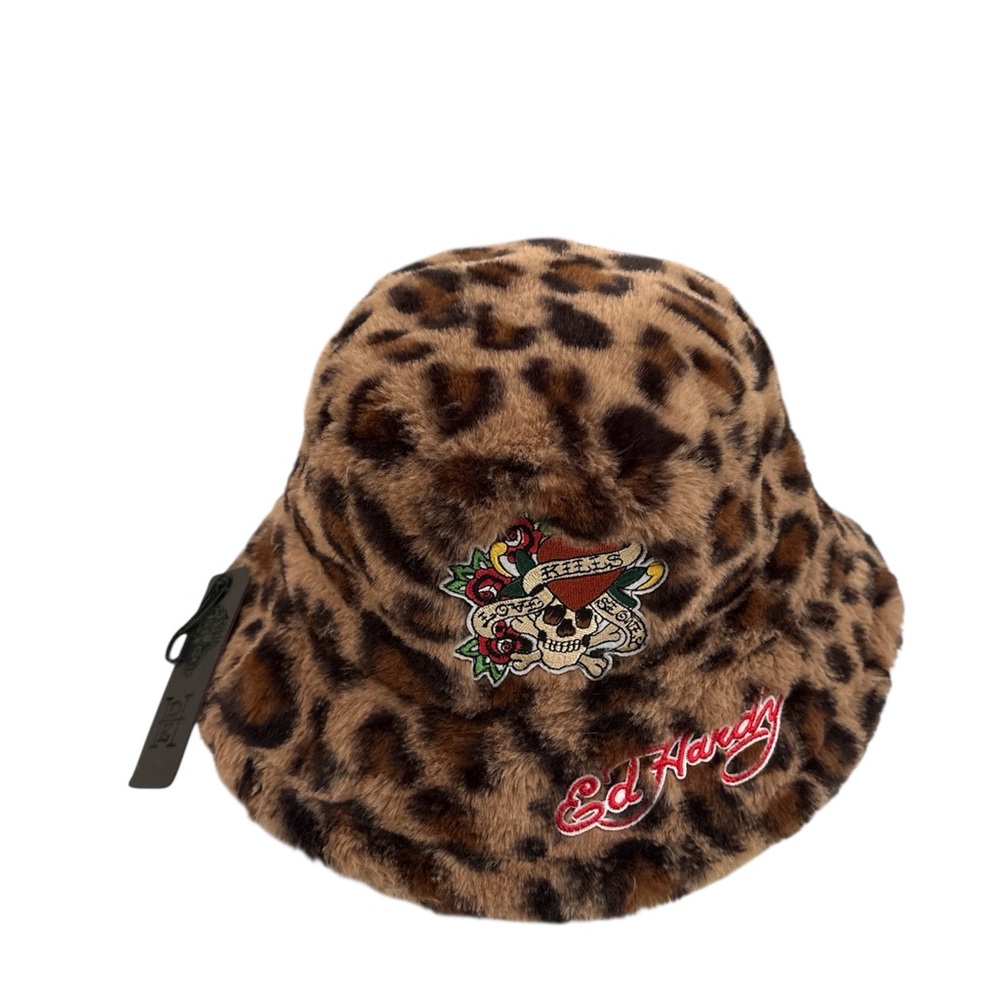 Ed Hardy Leopard Hat With Embroidered Logo,Size O/S,T/U,NWT